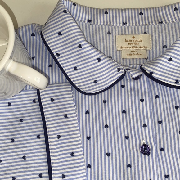 ♠️KATE SPADE NEW YORK 3/4 Sleeve Flannel 💙Pajama Top ONLY - Picture 1 of 9
